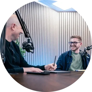 phil and dan in the podcast studio